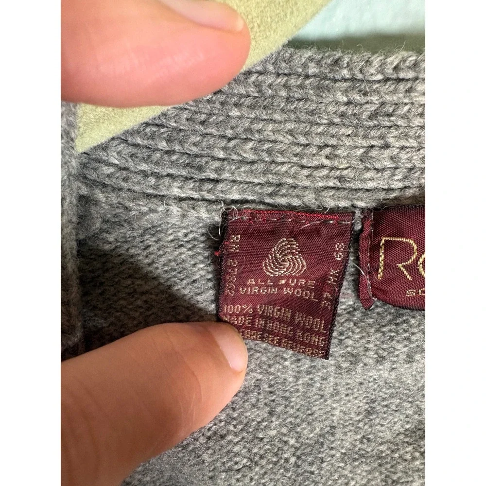 Vtg Robinson's Southern California 100% Wool Cardigan Scotland Grandpa Sweater L